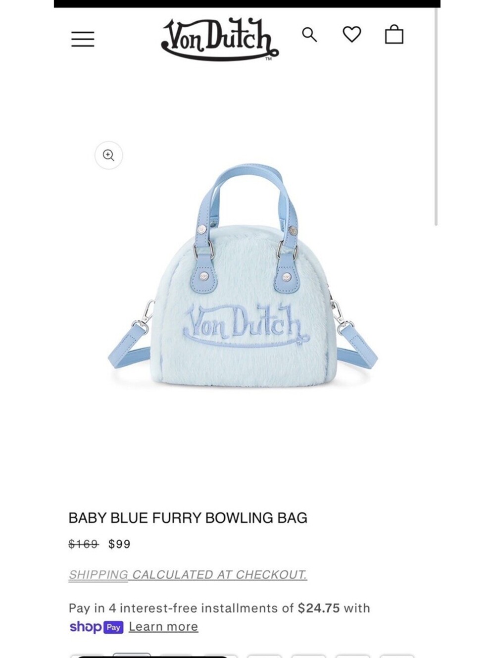 Von Dutch Womens Furry Bowling Bag Purse - Stylish Women's Handbag with